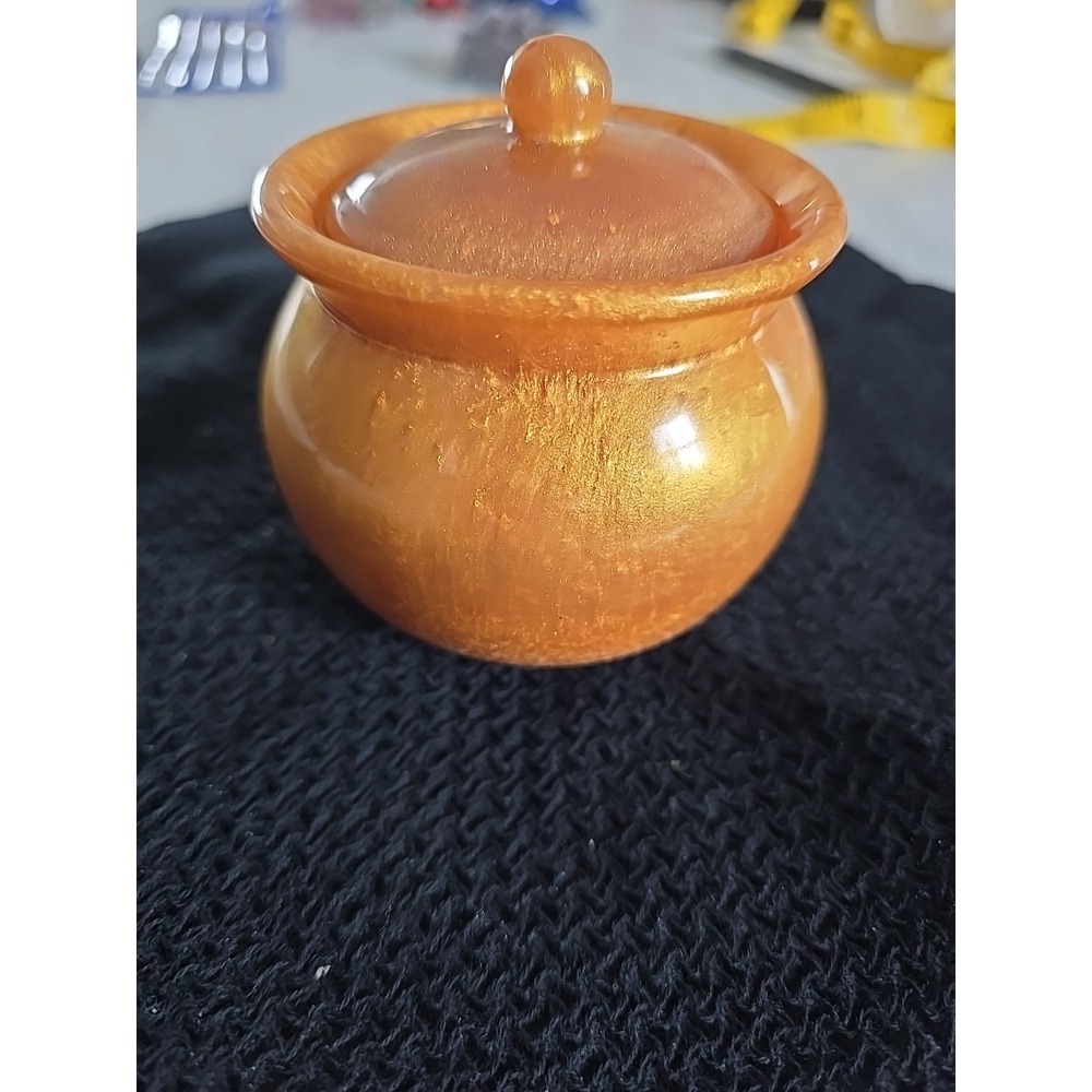 Small‎ Decorative Jar  With Lid Trinket Keys Candy Gift  Gold.  608